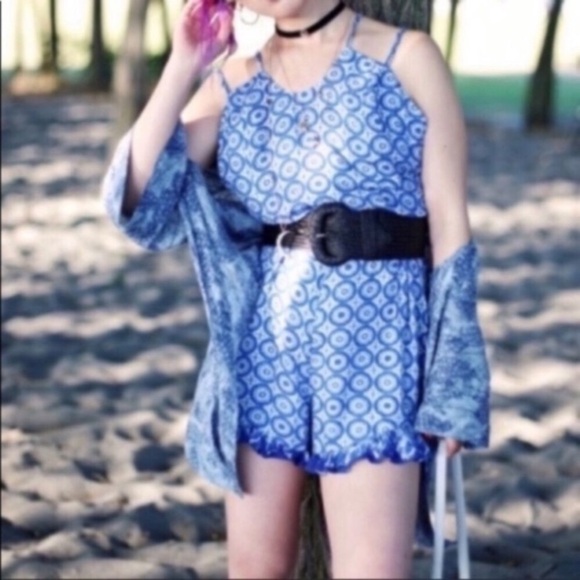 Made by MINKPINK Blue Medallion Romper - Picture 1 of 7